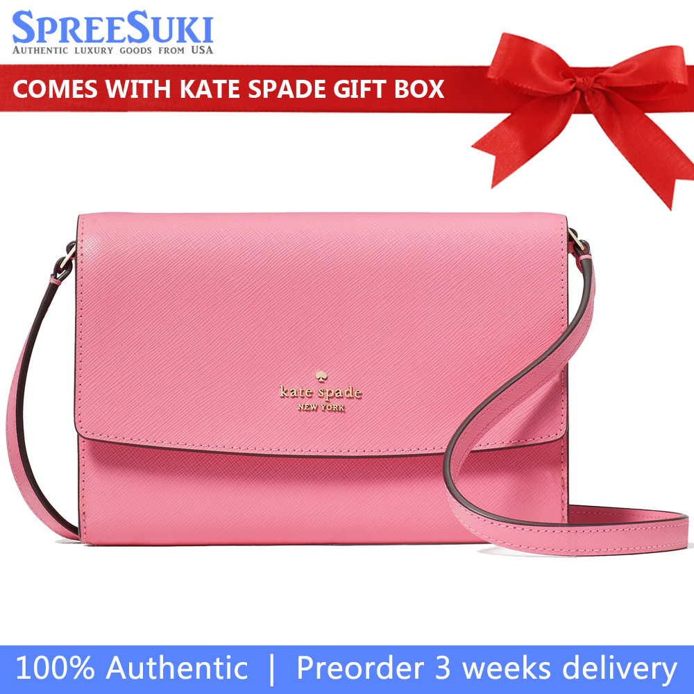 Kate Spade Crossbody Bag Sling Perry Saffiano Wallet On String Blossom Pink # KG029