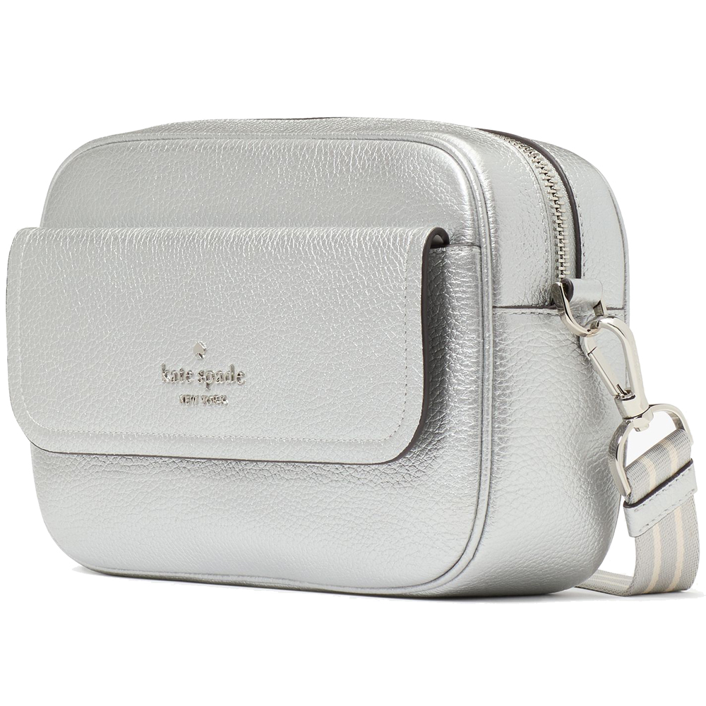 Kate Spade Rosie Metallic Small Flap Camera Bag Deco Silver # KI899