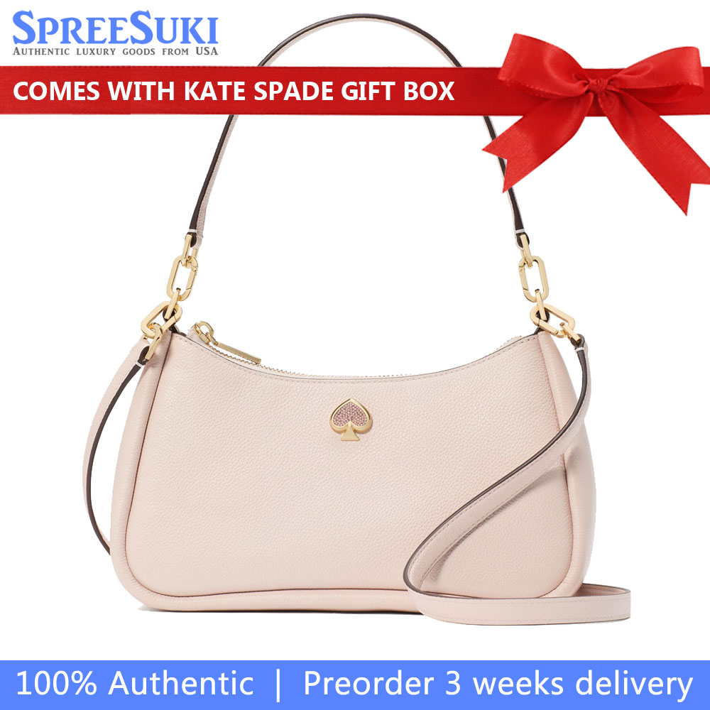 Kate Spade Kayla Embellished Spade Convertible Shoulder Bag Powdered Sugar # KK164