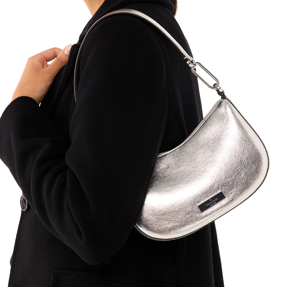 Kate Spade Nina Metallic Shoulder Bag Silver # KI947