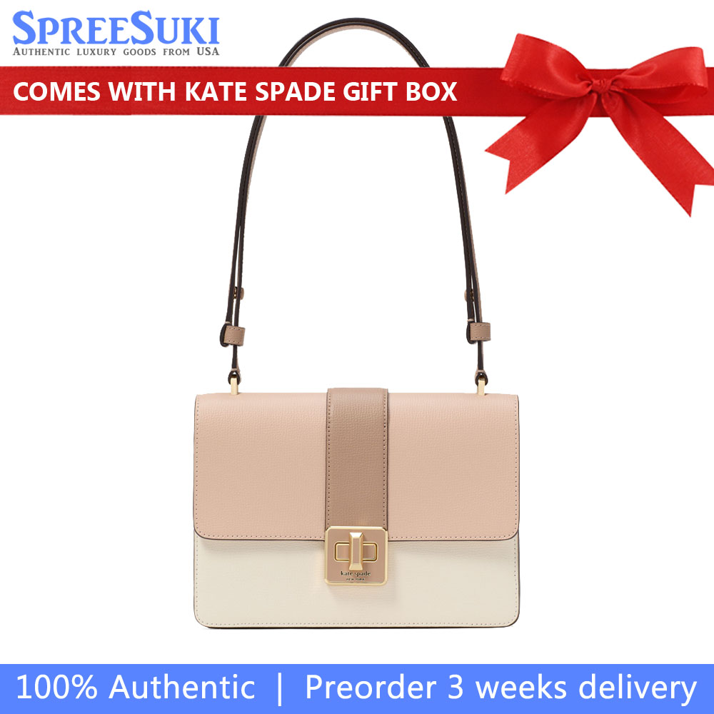 Kate Spade Phoebe Turnlock Shoulder Bag Toasted Hazelnut Multi # KK138