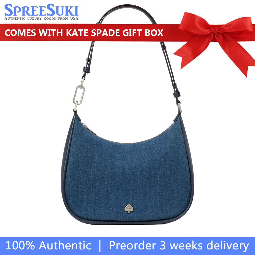 Kate Spade Kayla Denim Large Shoulder Bag Blue Multicolor # KK082