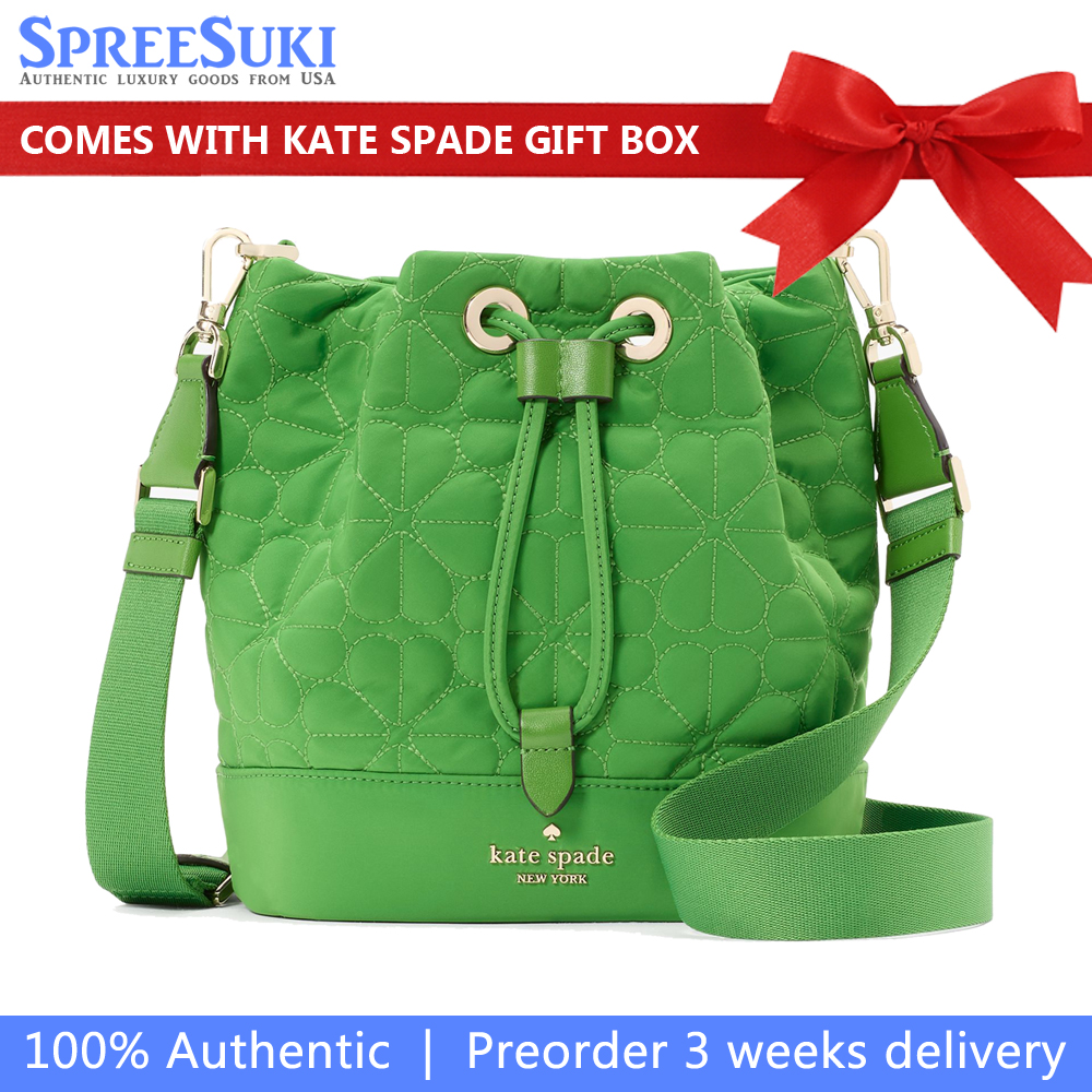 Kate Spade Spade Flower Quilted Fabric Bucket Bag Ks Green # KK076