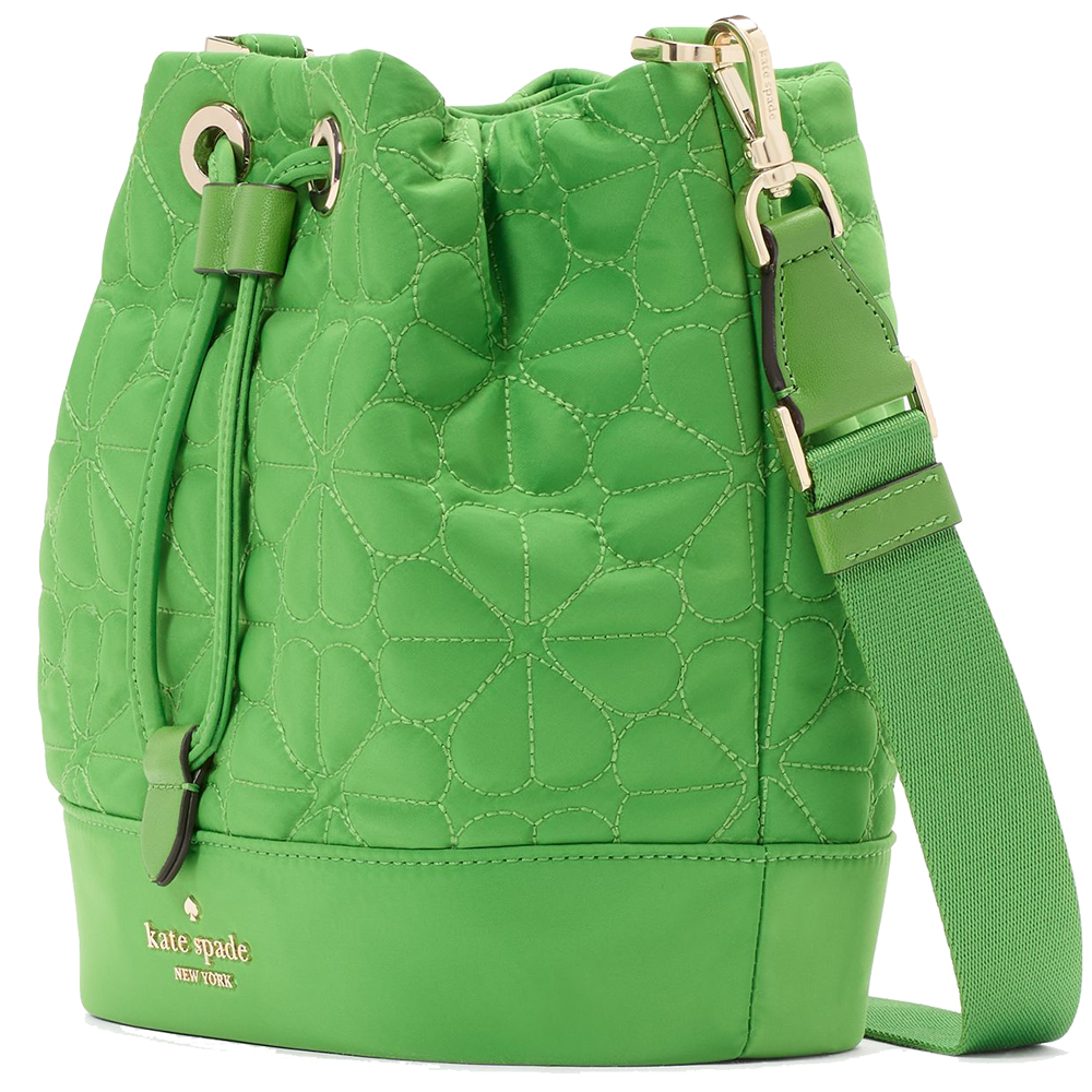 Kate Spade Spade Flower Quilted Fabric Bucket Bag Ks Green # KK076