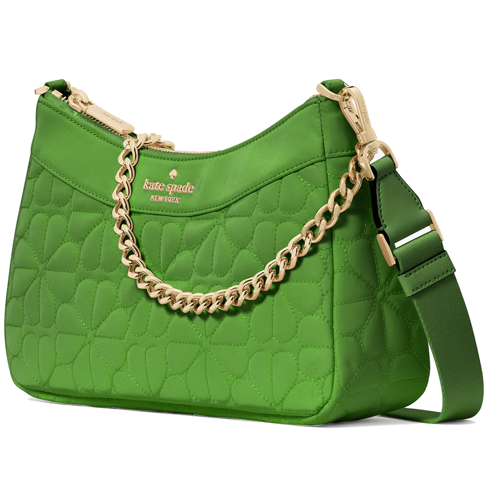 Kate Spade Spade Flower Quilted Fabric Convertible Crossbody Ks Green # KK077