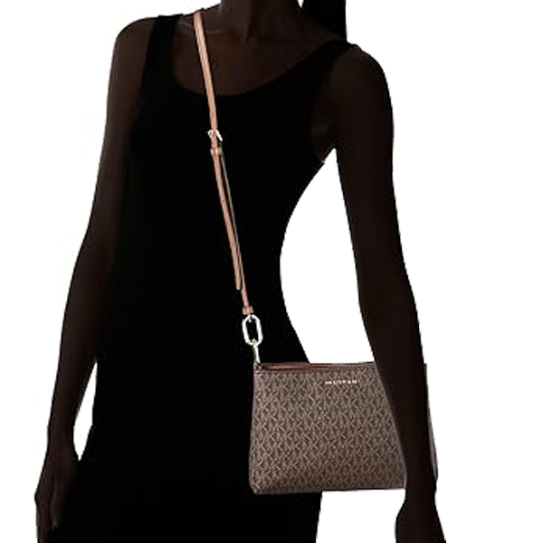 Michael Kors Trisha Medium Triple Compartment Crossbody Bag Sling Brown # 35H1G9TC8B