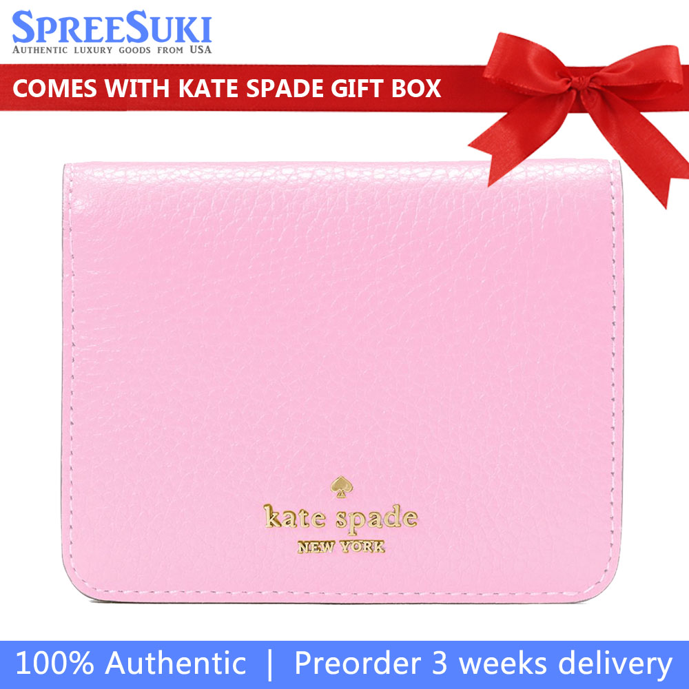 Kate Spade Small Wallet Lena Pebbled Leather Small Slim Bifold Wallet Mandavilla # KH788