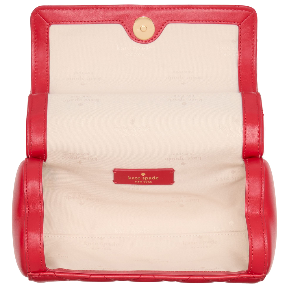 Kate Spade Heart Barrel Quilted Crossbody Ruby Red # KK175