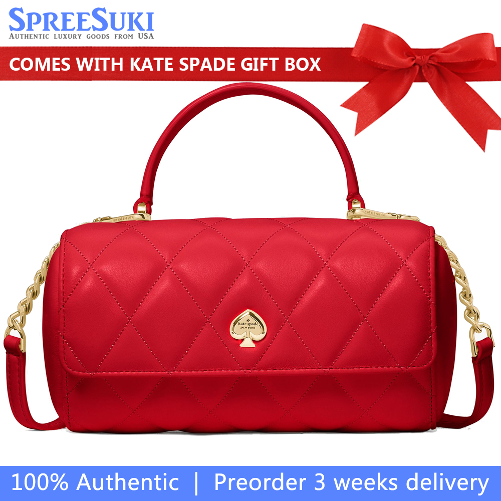 Kate Spade Heart Barrel Quilted Crossbody Ruby Red # KK175