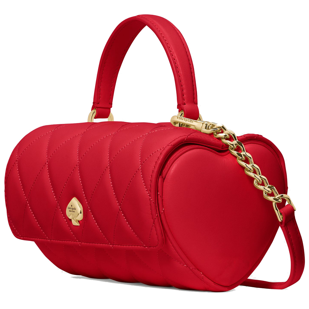 Kate Spade Heart Barrel Quilted Crossbody Ruby Red # KK175