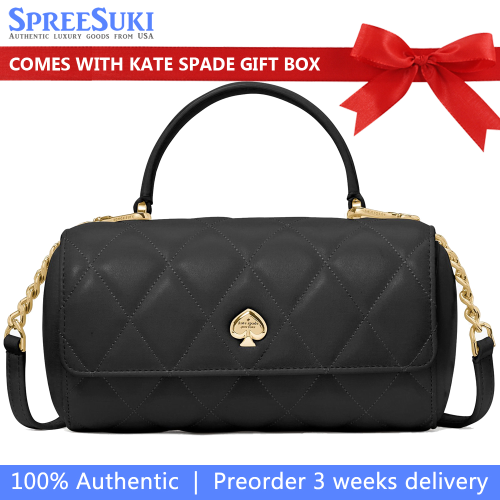 Kate Spade Heart Barrel Quilted Crossbody Black # KK175