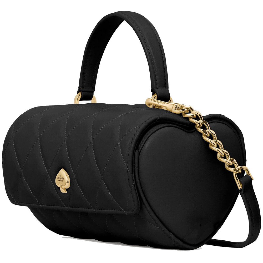 Kate Spade Heart Barrel Quilted Crossbody Black # KK175