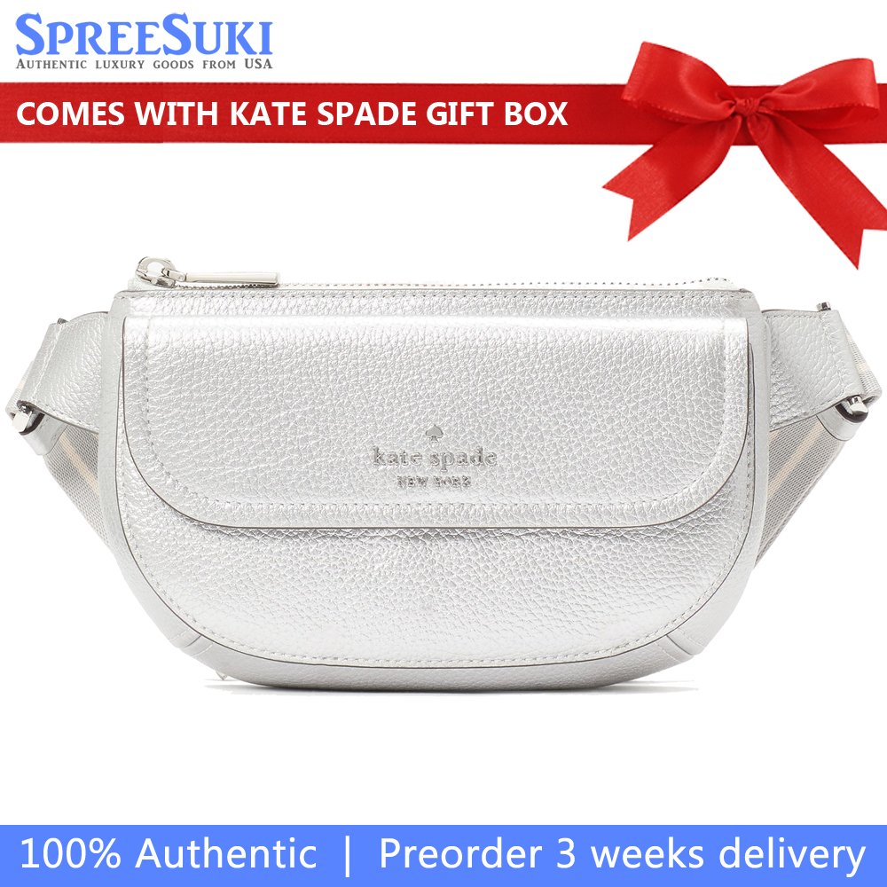 Kate Spade Rosie Metallic Belt Bag Deco Silver # KI900