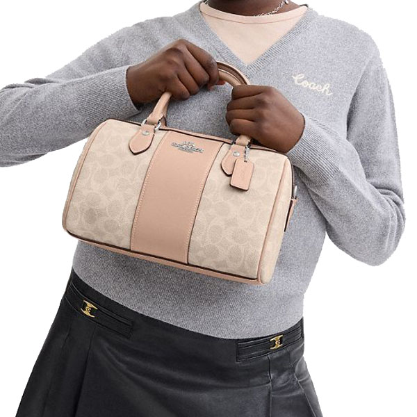 Coach Rowan Satchel Bag In Signature Canvas Sand Taupe # CW376