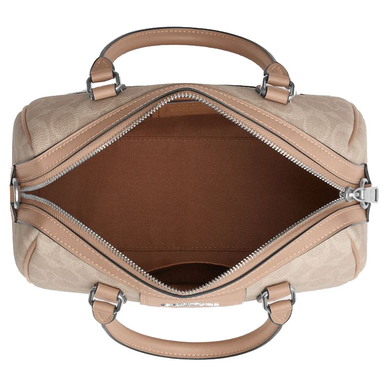 Coach Rowan Satchel Bag In Signature Canvas Sand Taupe # CW376