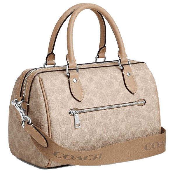 Coach Rowan Satchel Bag In Signature Canvas Sand Taupe # CW376