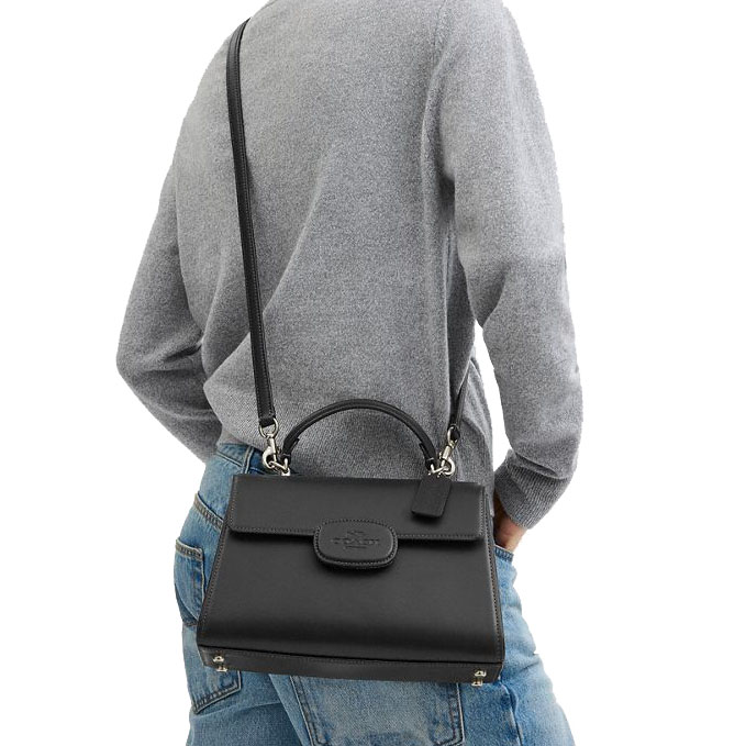 Coach Eliza Top Handle Bag Gunmetal Black # CT852