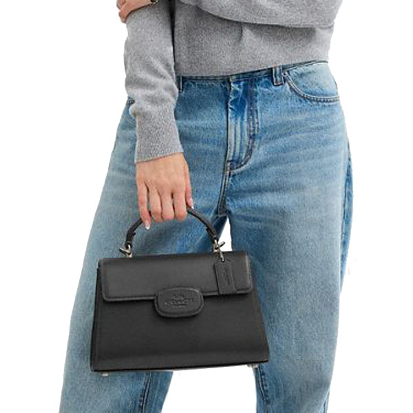 Coach Eliza Top Handle Bag Gunmetal Black # CT852