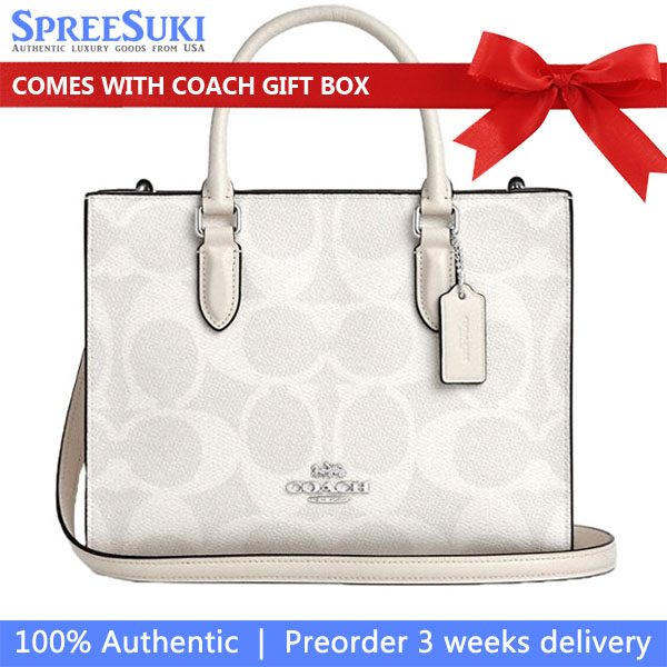 Coach Maggie Small Tote Bag In Signature Canvas Sv White Chalk # CAL28