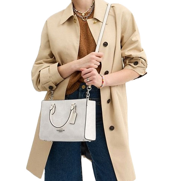 Coach Maggie Small Tote Bag In Signature Canvas Sv White Chalk # CAL28