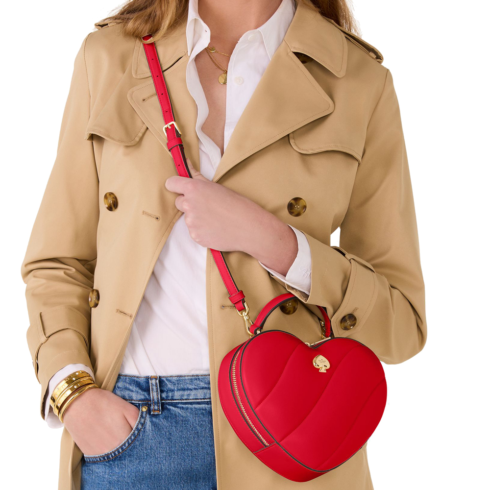 Kate Spade Love Shack Quilted 3D Heart Crossbody Ruby Red # KK191