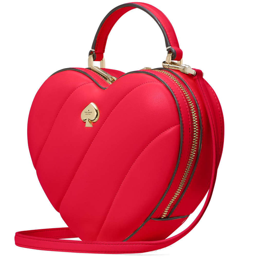 Kate Spade Love Shack Quilted 3D Heart Crossbody Ruby Red # KK191