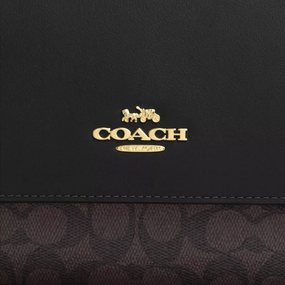 Coach Klare Top Handle Bag In Signature Canvas Walnut Black # CY687