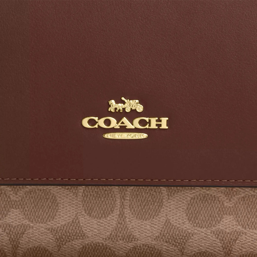 Coach Klare Top Handle Bag In Signature Canvas Tan Brown # CY687