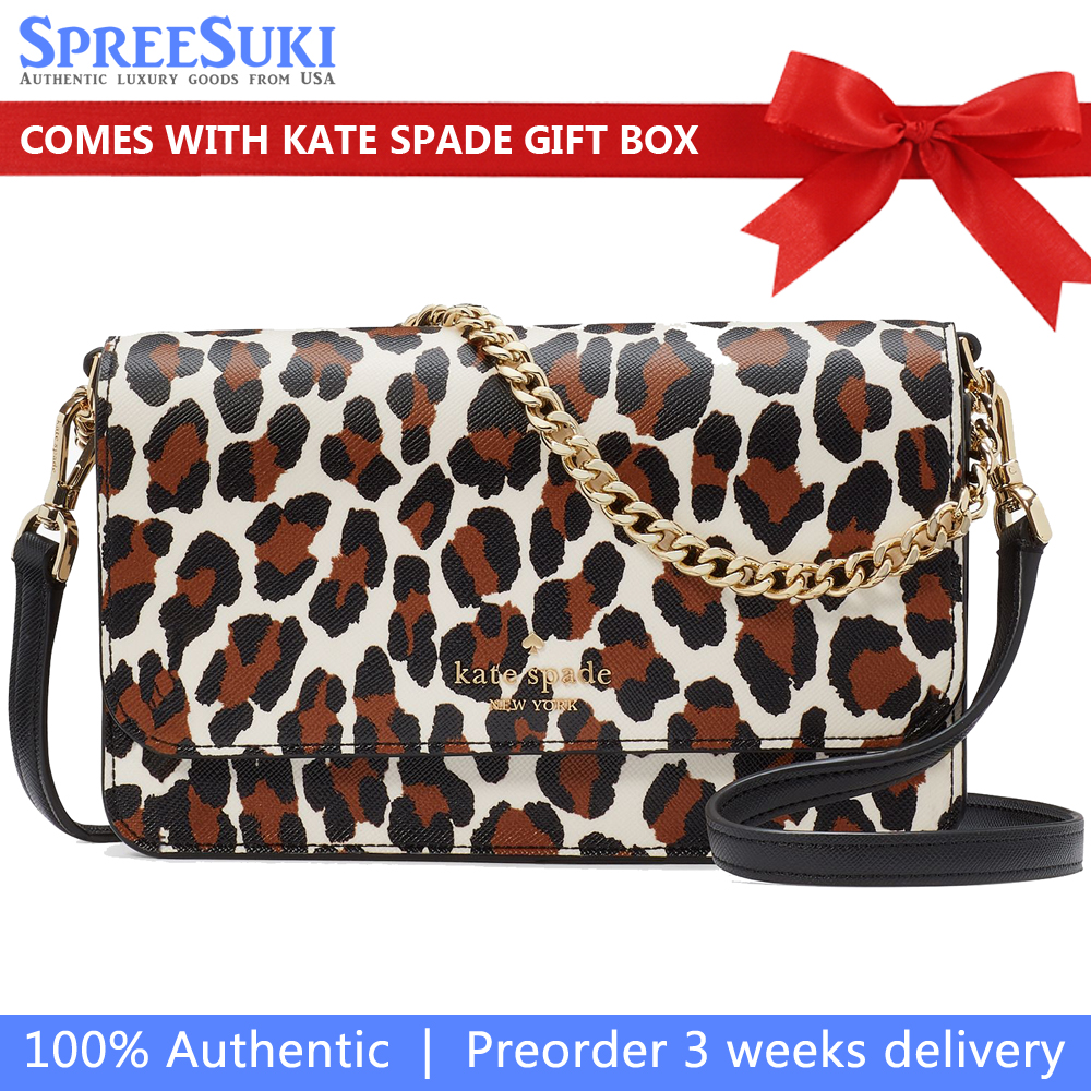 Kate Spade Madison Spotted Leopard Willow Mini Flap Crossbody Cream Multi # KH778