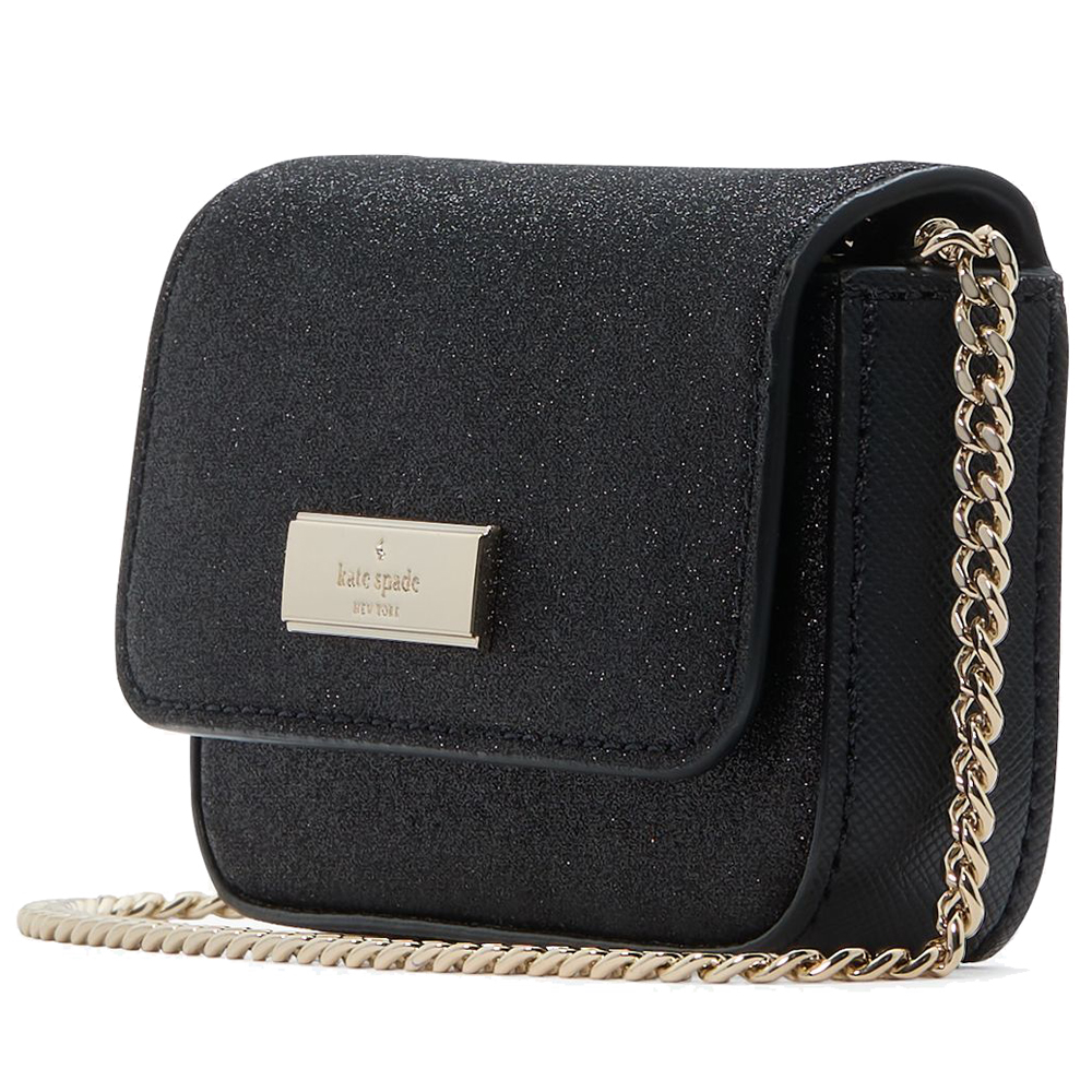 Kate Spade Kenzie Limited Edition Glitter Card Case Crossbody Black # KK031