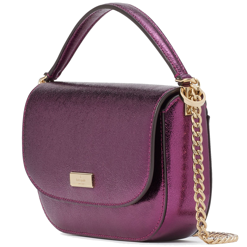 Kate Spade Krista Metallic Chain Flap Crossbody Dark Raspberry # KI955