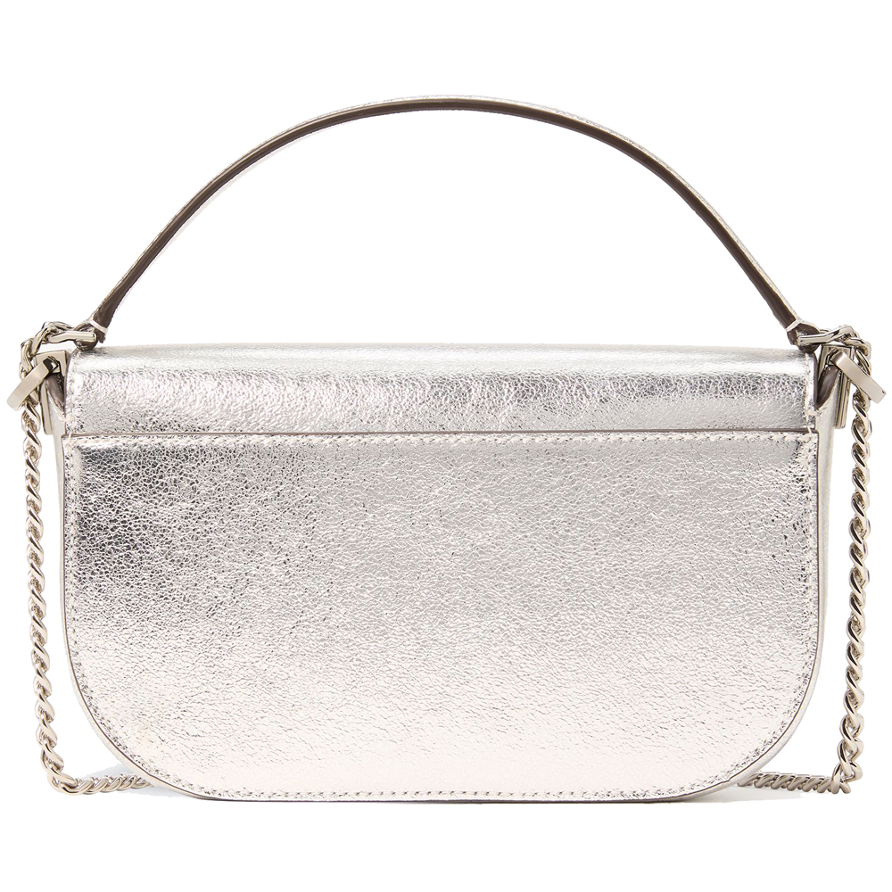 Kate Spade Krista Metallic Chain Flap Crossbody Silver # KI955