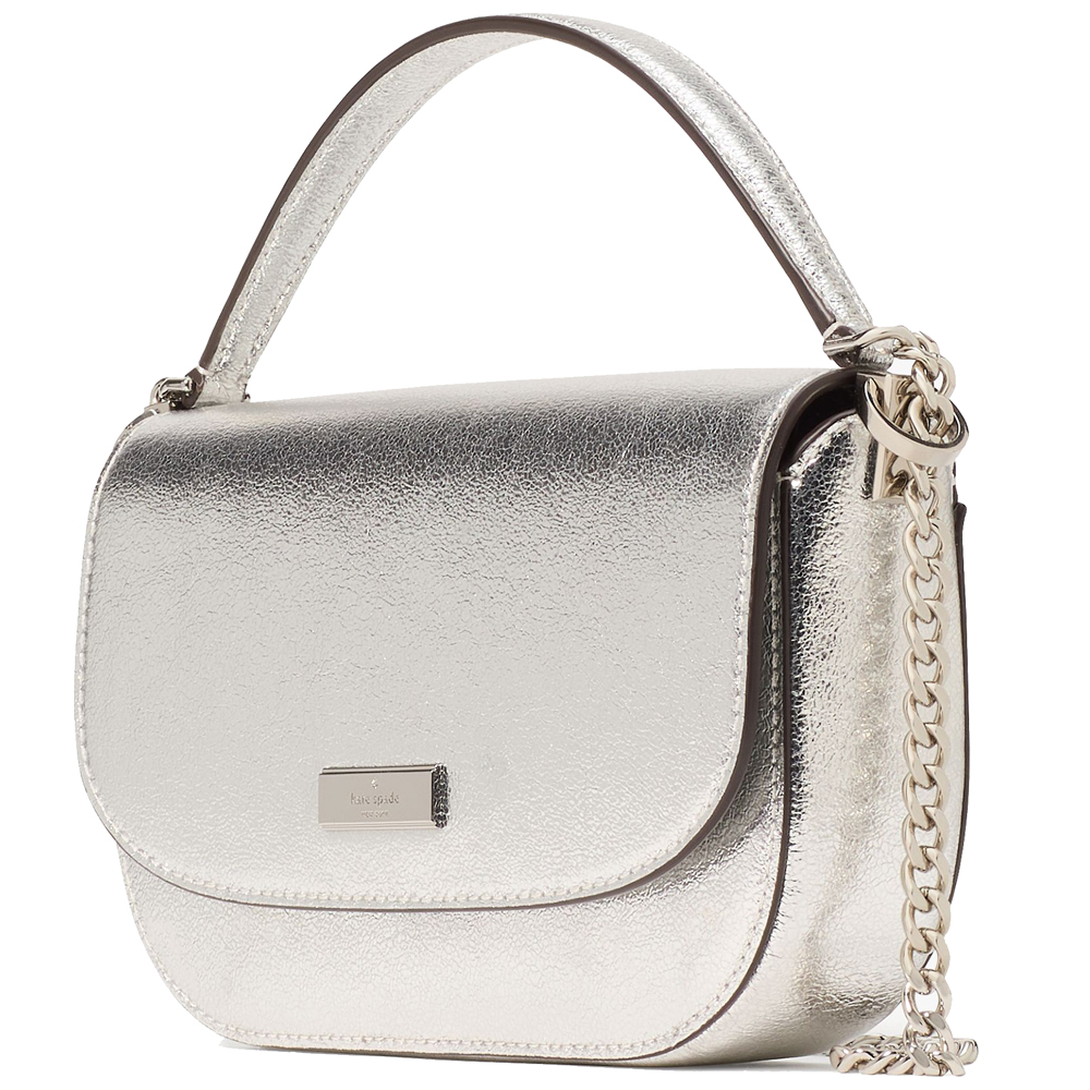 Kate Spade Krista Metallic Chain Flap Crossbody Silver # KI955