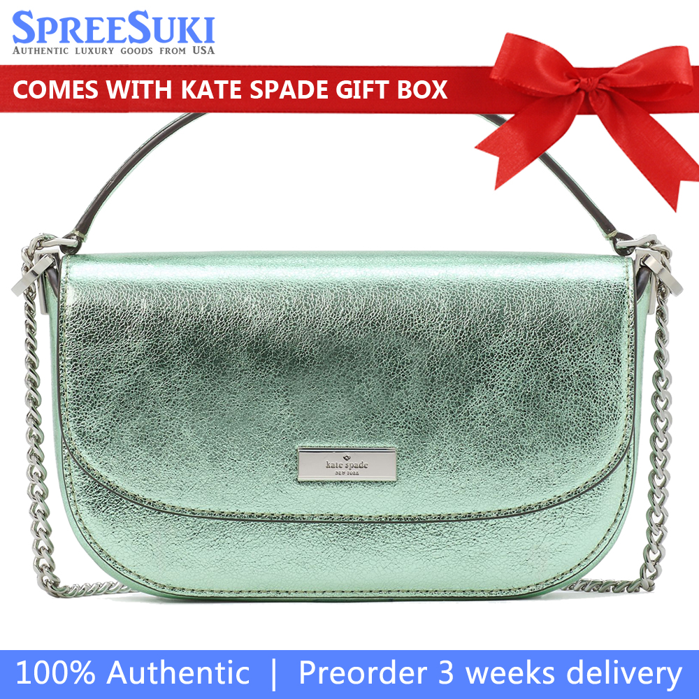 Kate Spade Krista Metallic Chain Flap Crossbody Seawater # KI955