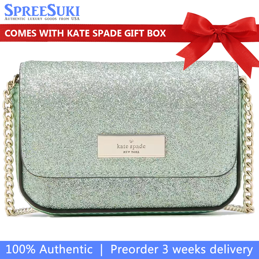 Kate Spade Kenzie Glitter Card Case Crossbody Seawater # KK324