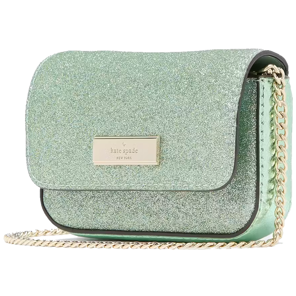 Kate Spade Kenzie Glitter Card Case Crossbody Seawater # KK324