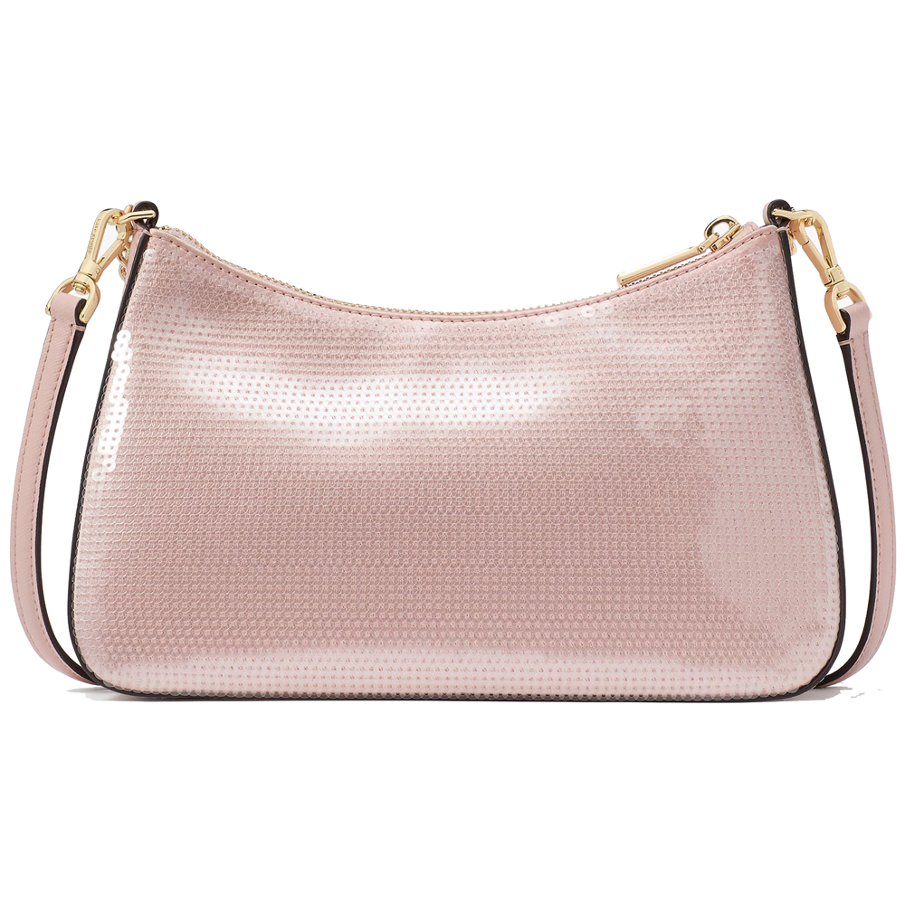 Kate Spade Madison Satin Sequin Convertible Crossbody Rose Smoke # KK226