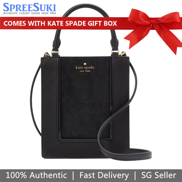 Kate Spade Lena Suede Mini Tote Crossbody Bag Sling Black # KI886
