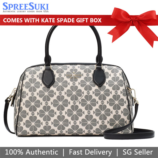 Kate Spade Spade Flower Large Duffle Crossbody Bag Sling Black Multi # KI831