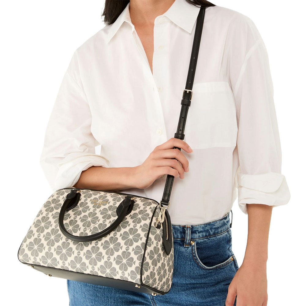 Kate Spade Spade Flower Large Duffle Crossbody Bag Sling Black Multi # KI831