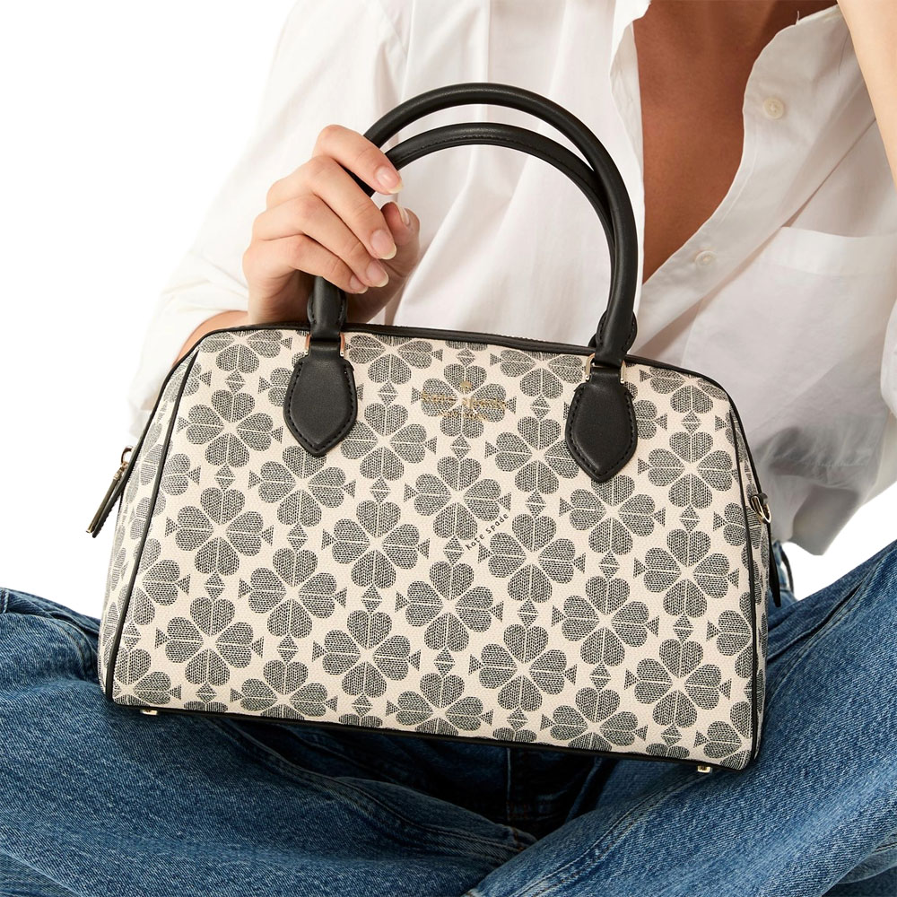 Kate Spade Spade Flower Large Duffle Crossbody Bag Sling Black Multi # KI831