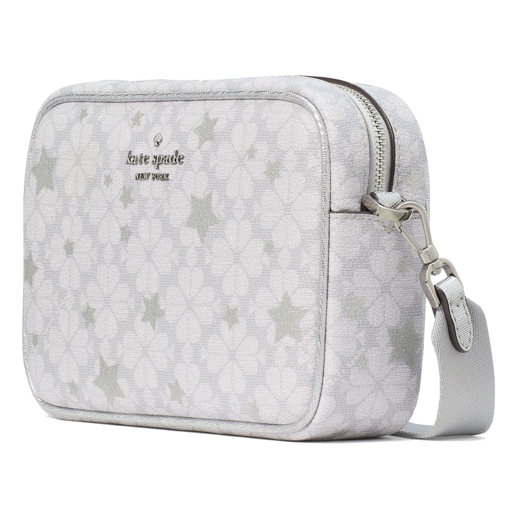Kate Spade Spade Flower Star Mini Camera Bag Crossbody Bag Sling Platinum Grey Multi # KK062