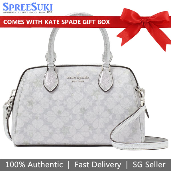 Kate Spade Spade Flower Star Duffle Crossbody Bag Sling Platinum Grey Multi # KI908