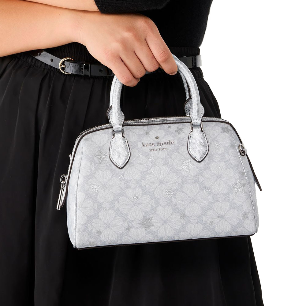 Kate Spade Spade Flower Star Duffle Crossbody Bag Sling Platinum Grey Multi # KI908