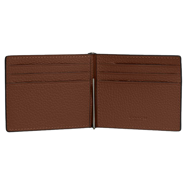 Coach Men Slim Money Clip Billfold Wallet Gunmetal Saddle # CH090