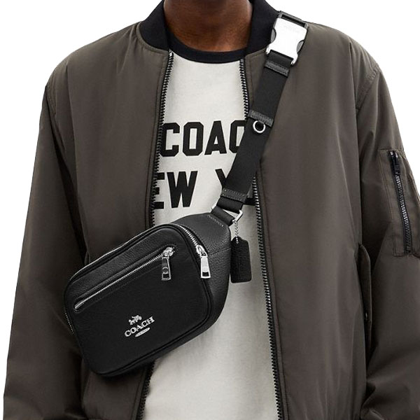 Coach Elias Belt Bag Silver Black # CJ507