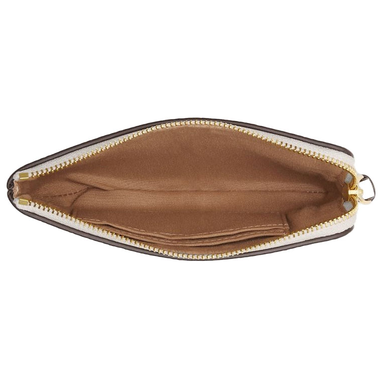 Coach Small Wristlet Pebbled Leather Corner Zip Wristlet Chalk Off White # CP483