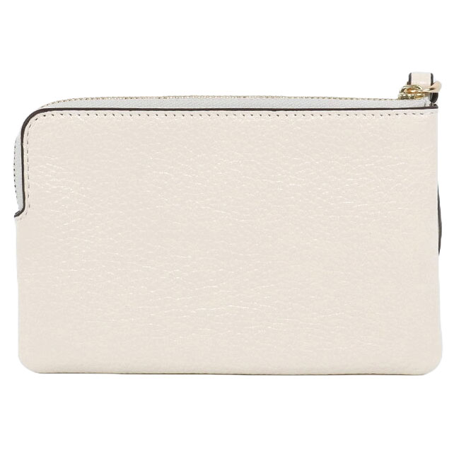 Coach Small Wristlet Pebbled Leather Corner Zip Wristlet Chalk Off White # CP483