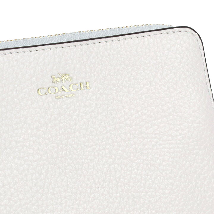 Coach Small Wristlet Pebbled Leather Corner Zip Wristlet Chalk Off White # CP483