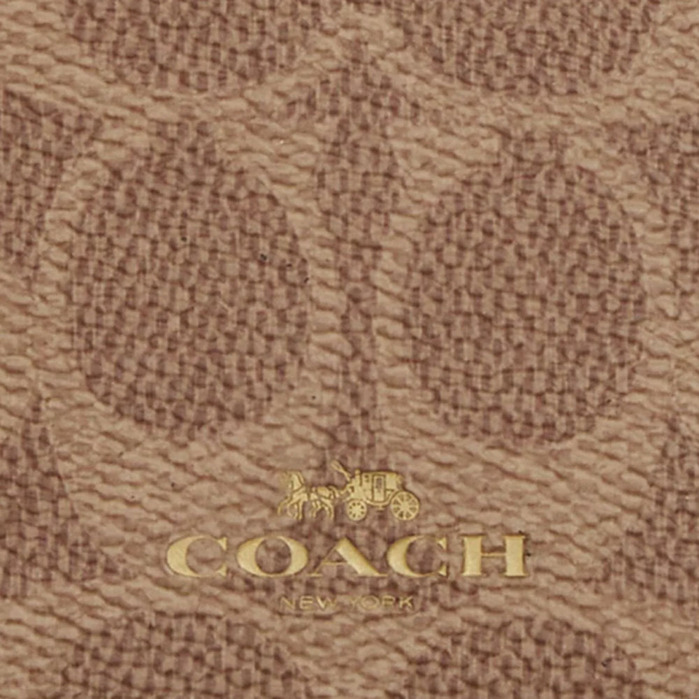 Coach Lanyard Id Signature Canvas Card Holder Card Case Card Holder Tan Brown # CZ285